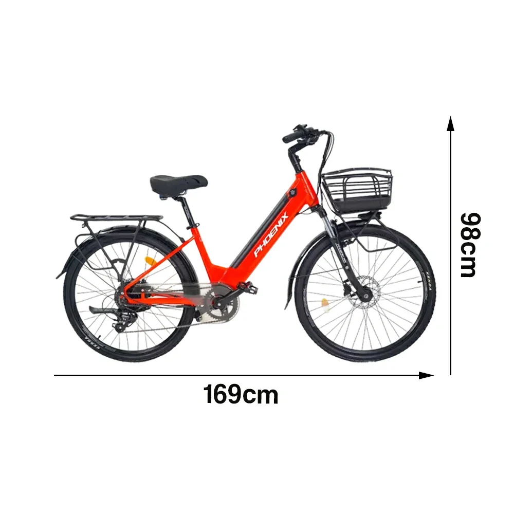 VOLTUS 26-Inch Electric Bike, 48V400W Rear Motor, 5-Level Assist, Shimano 7-Speed Gears, Aluminium Alloy Frame, Removable Battery - Red - Image 5