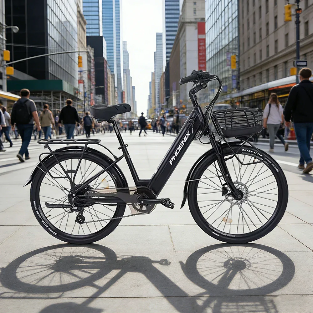 VOLTUS 26-Inch Electric Bike, 48V400W Rear Motor, 5-Level Assist, Shimano 7-Speed Gears, Aluminium Alloy Frame, Removable Battery - Black - Image 2