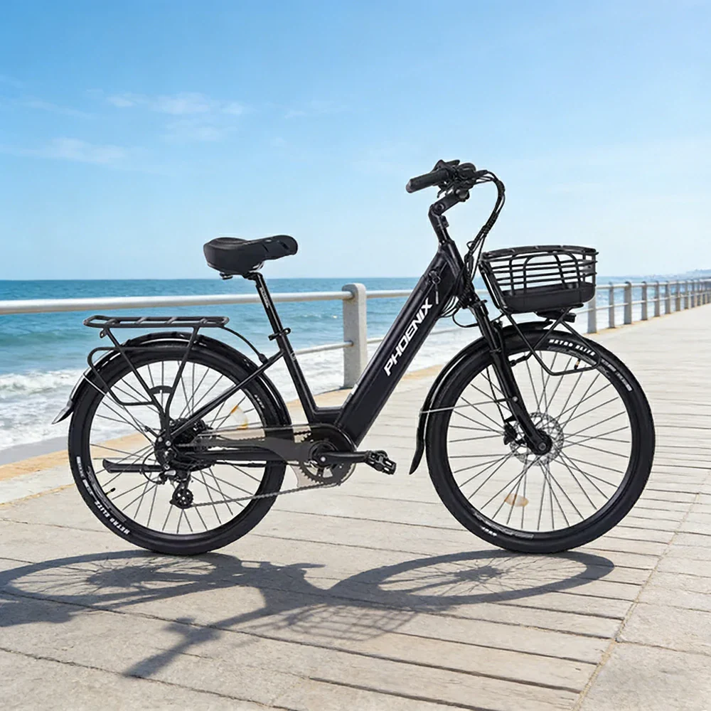 VOLTUS 26-Inch Electric Bike, 48V400W Rear Motor, 5-Level Assist, Shimano 7-Speed Gears, Aluminium Alloy Frame, Removable Battery - Black - Image 4