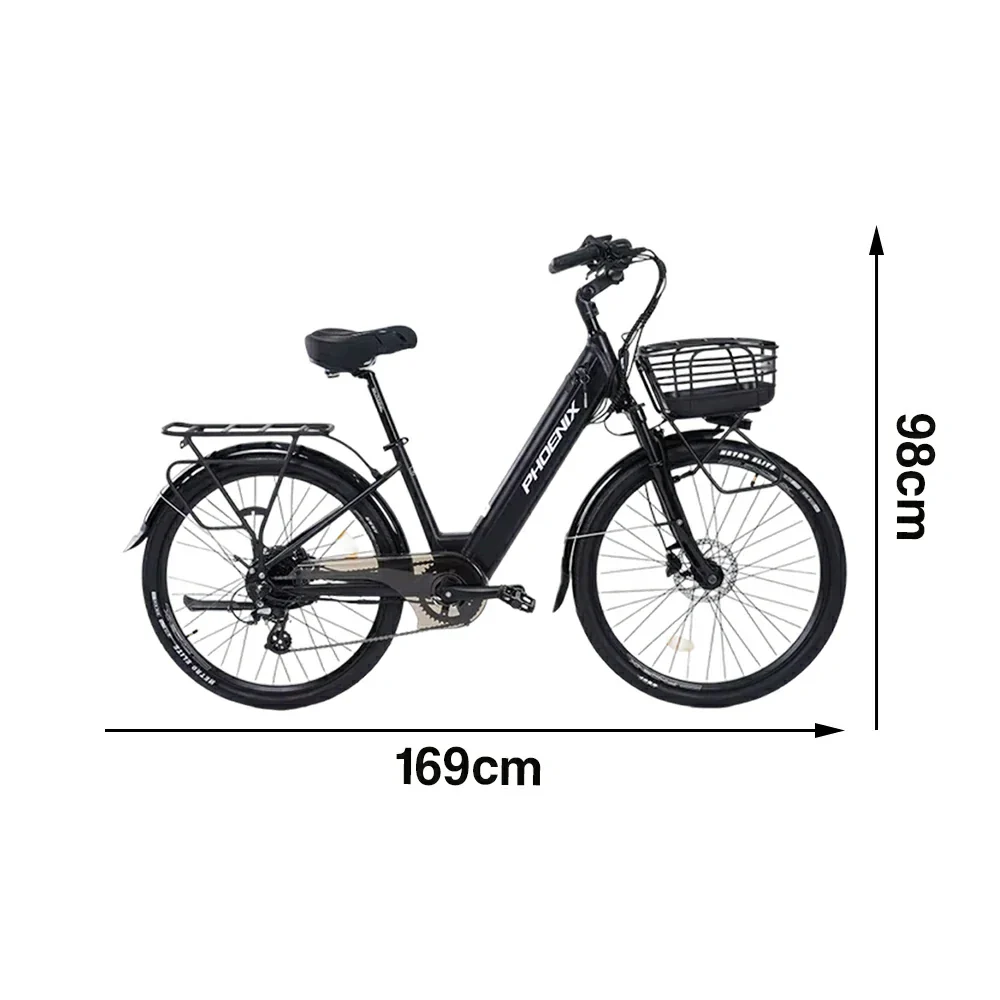 VOLTUS 26-Inch Electric Bike, 48V400W Rear Motor, 5-Level Assist, Shimano 7-Speed Gears, Aluminium Alloy Frame, Removable Battery - Black - Image 5
