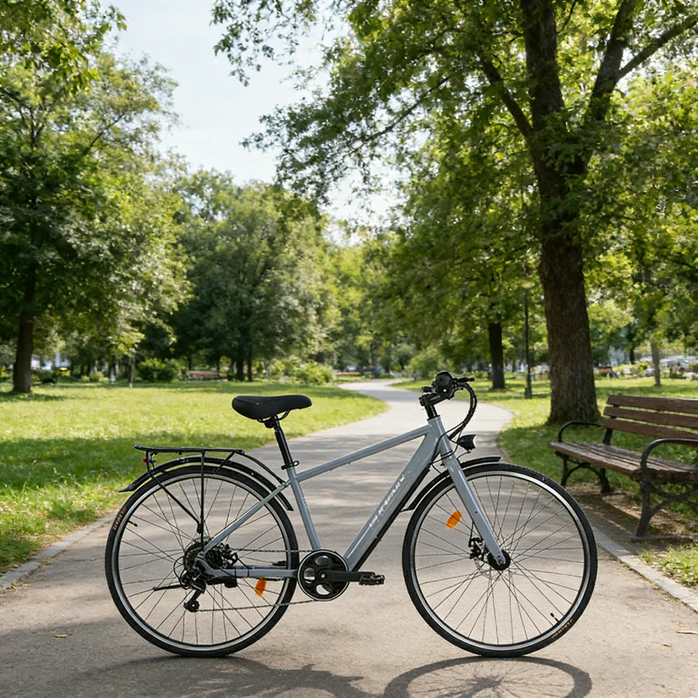 VOLTUS 700C Electric Road Bike, 36V350W Brushless Motor, Shimano 7-Speed Gears, High Carbon Steel Frame, Urban Commuter Design - Silver - Image 4