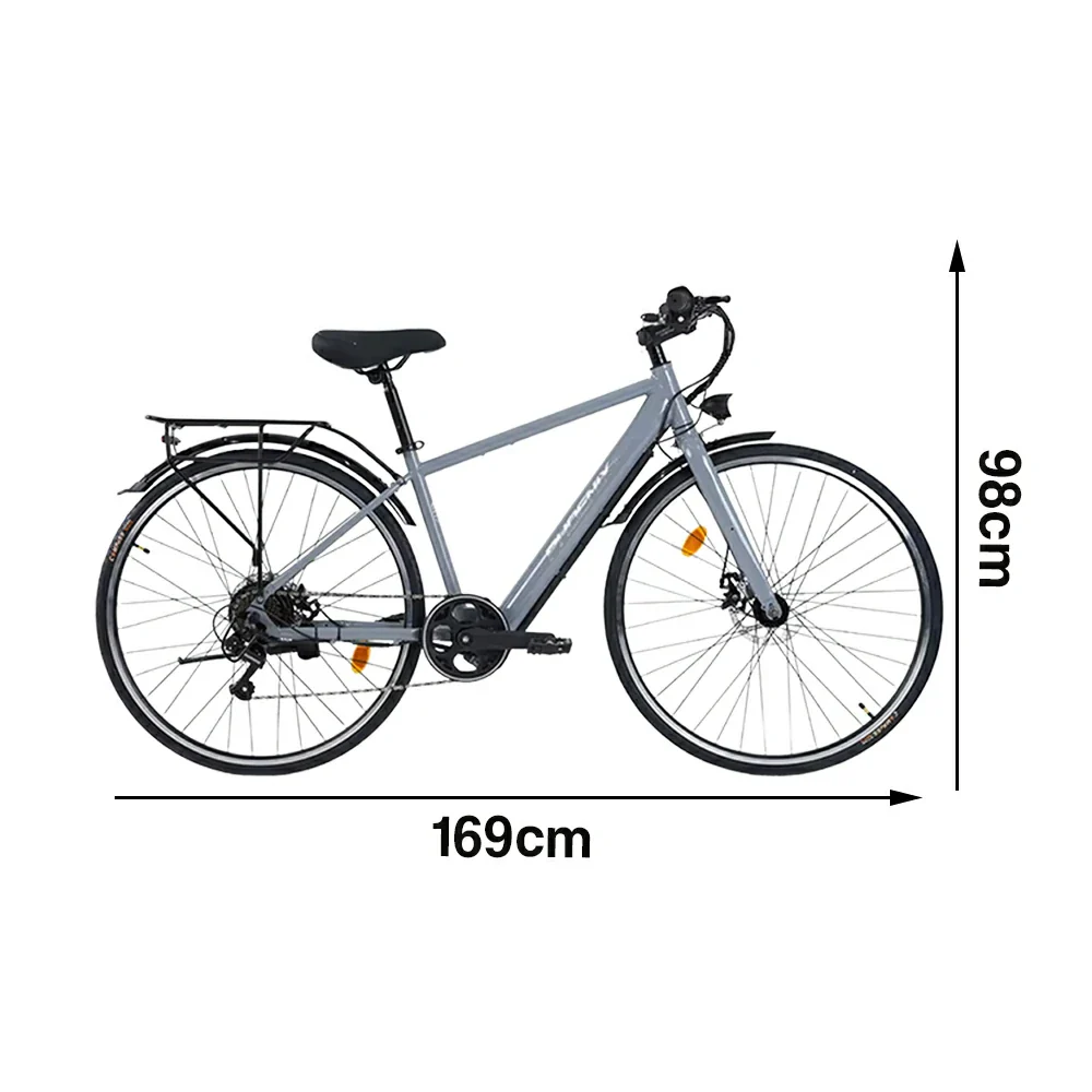 VOLTUS 700C Electric Road Bike, 36V350W Brushless Motor, Shimano 7-Speed Gears, High Carbon Steel Frame, Urban Commuter Design - Silver - Image 5