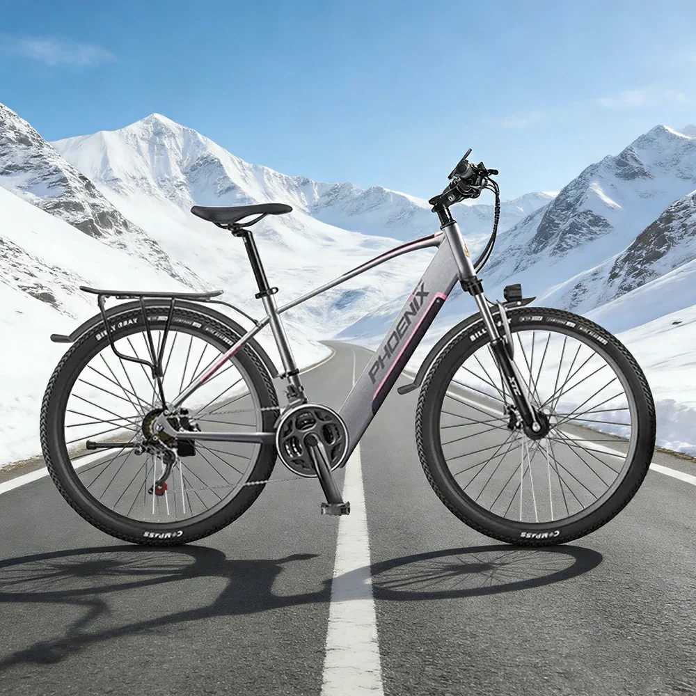 VOLTUS 26-Inch Electric Bike, 48V400W Brushless Motor, 21-Speed Gears, Aluminium Alloy Frame, Hidden Waterproof Battery, Spoked Wheels - Silver - Image 4