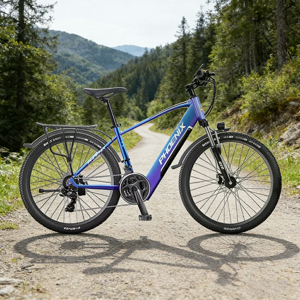 VOLTUS 26-Inch Electric Bike, 48V400W Brushless Motor, 21-Speed Gears, Aluminium Alloy Frame, Hidden Waterproof Battery, Spoked Wheels - Blue&Purple - Image 2