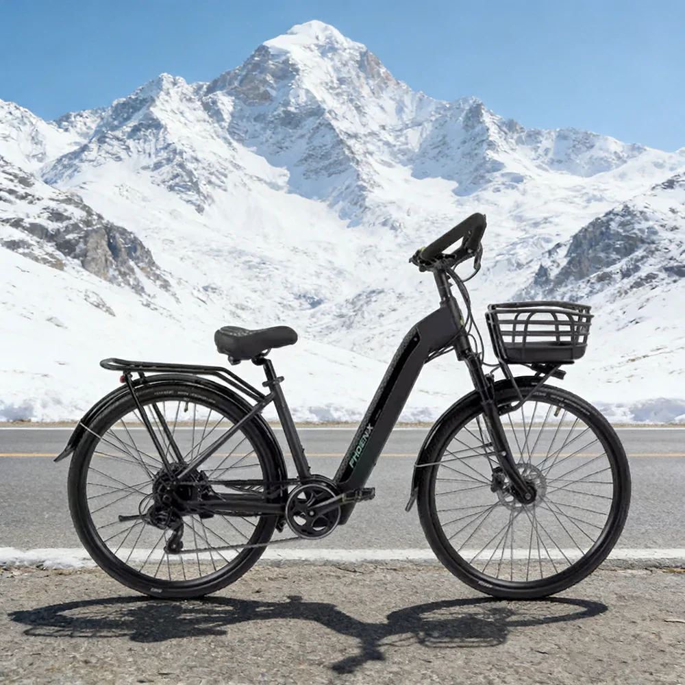 VOLTUS 700C Electric Road Bike, 48V400W Brushless Motor, Shimano 7-Speed Gears, Aluminium Alloy Frame, Hidden Battery, Spoked Wheels - Black - Image 2