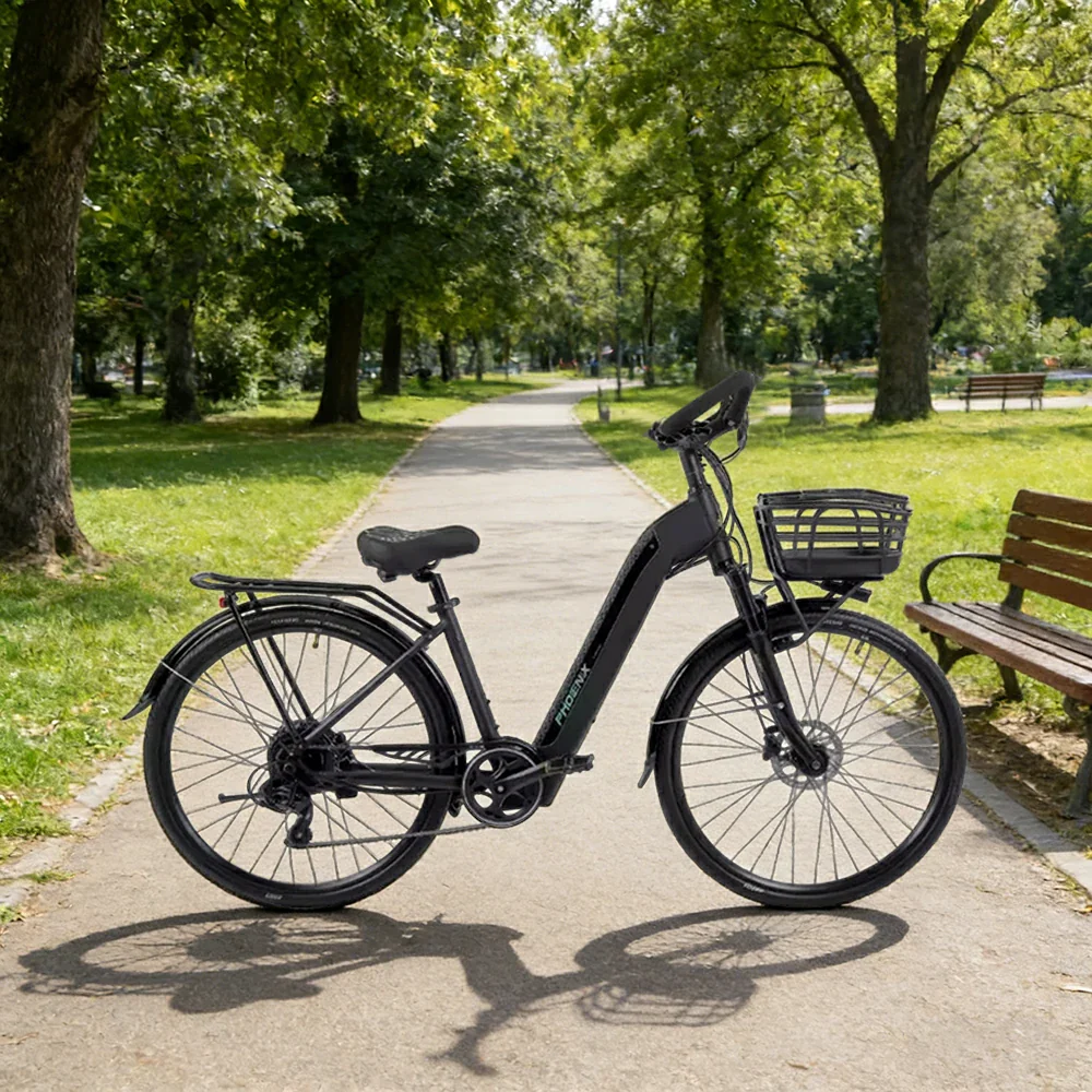 VOLTUS 700C Electric Road Bike, 48V400W Brushless Motor, Shimano 7-Speed Gears, Aluminium Alloy Frame, Hidden Battery, Spoked Wheels - Black - Image 4