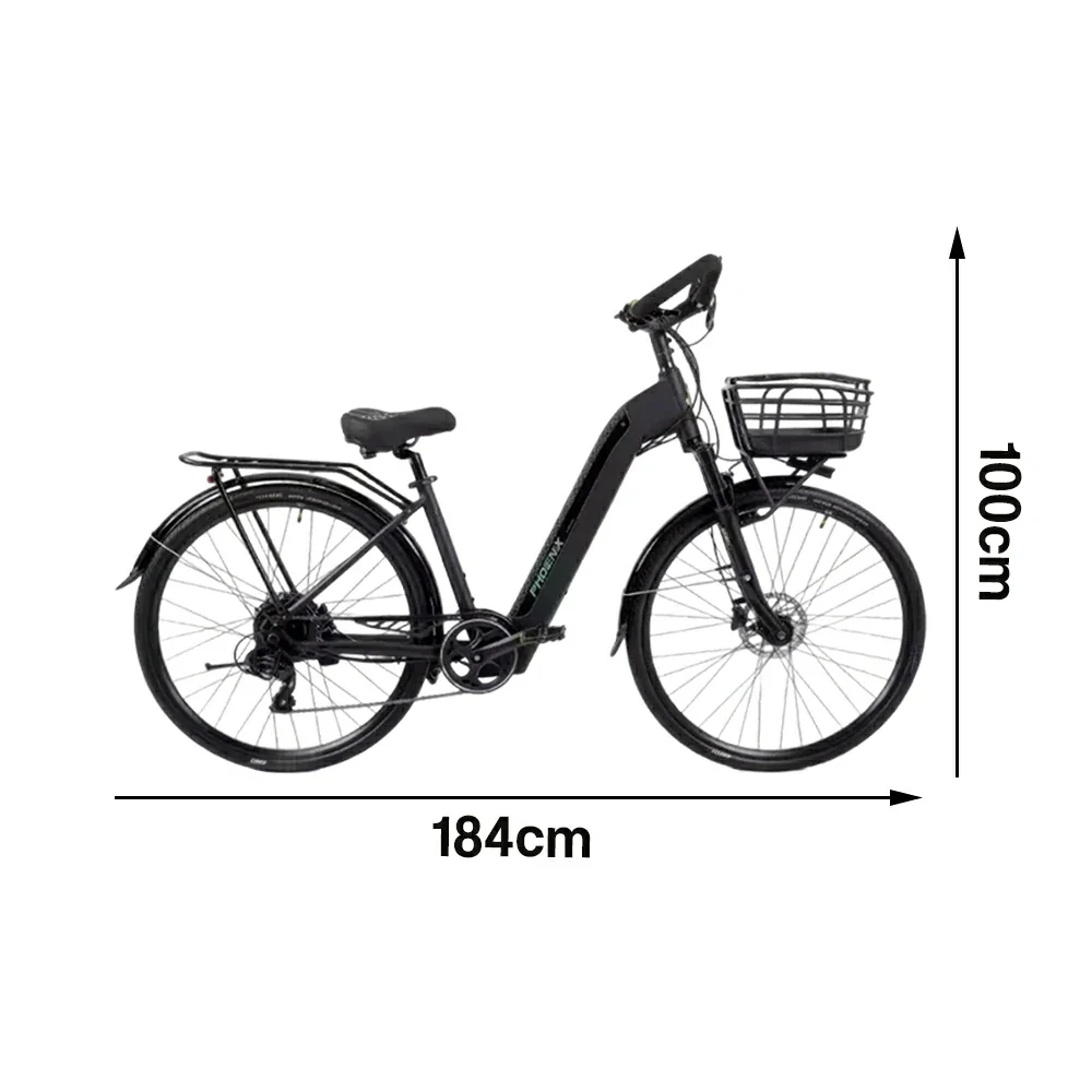 VOLTUS 700C Electric Road Bike, 48V400W Brushless Motor, Shimano 7-Speed Gears, Aluminium Alloy Frame, Hidden Battery, Spoked Wheels - Black - Image 5