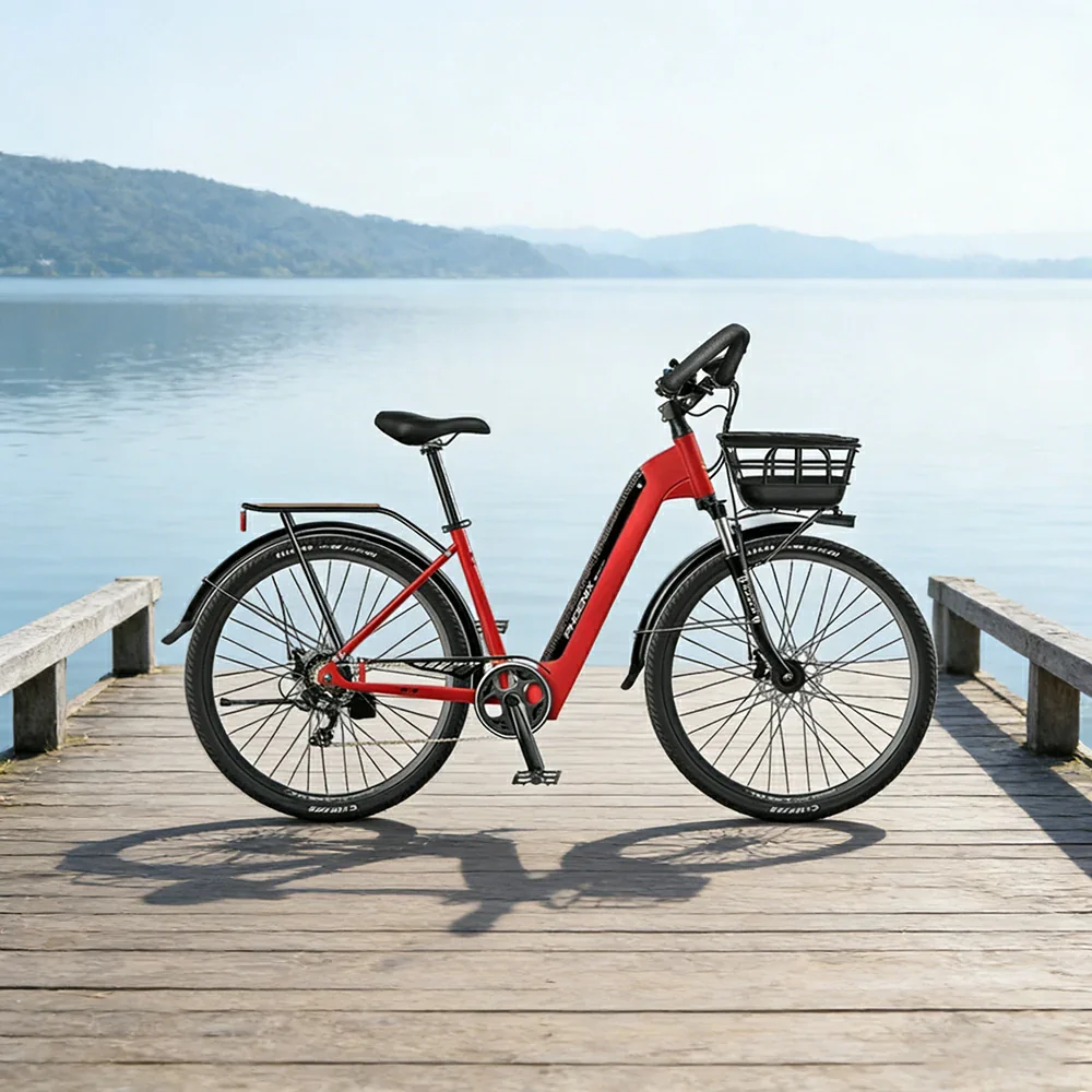 VOLTUS 700C Electric Road Bike, 48V400W Brushless Motor, Shimano 7-Speed Gears, Aluminium Alloy Frame, Hidden Battery, Spoked Wheels - Black&Red - Image 2