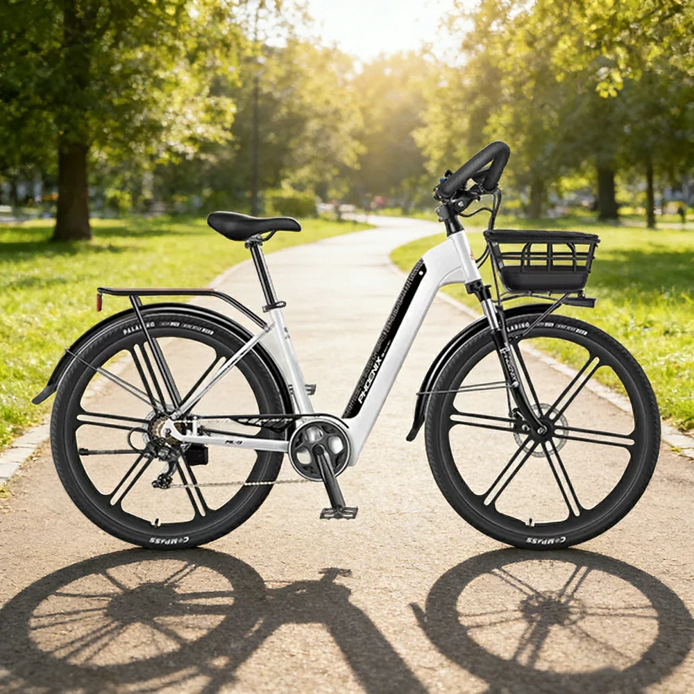 VOLTUS 700C Electric Road Bike, 48V400W Brushless Motor, Shimano 7-Speed Gears, Aluminium Alloy Frame, Hidden Battery, 12-Spoke Wheels - Black&White - Image 2