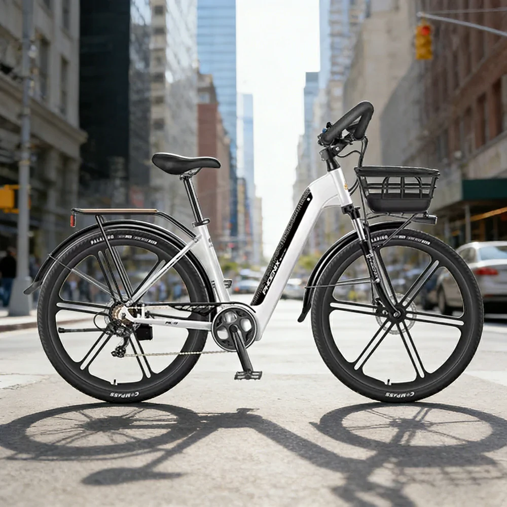 VOLTUS 700C Electric Road Bike, 48V400W Brushless Motor, Shimano 7-Speed Gears, Aluminium Alloy Frame, Hidden Battery, 12-Spoke Wheels - Black&White - Image 4
