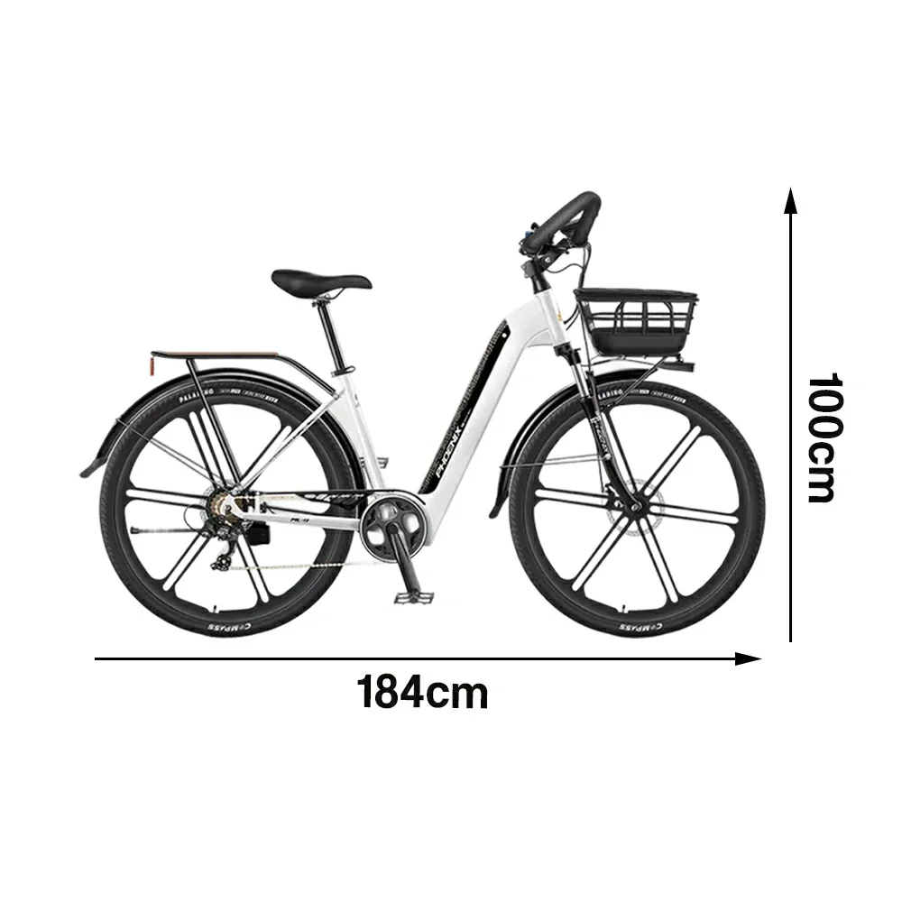 VOLTUS 700C Electric Road Bike, 48V400W Brushless Motor, Shimano 7-Speed Gears, Aluminium Alloy Frame, Hidden Battery, 12-Spoke Wheels - Black&White - Image 5