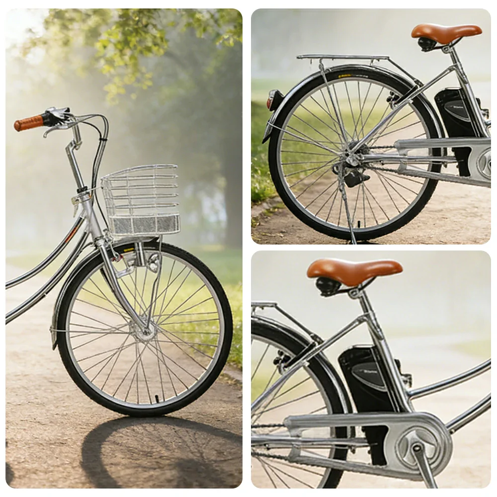 VOLTUS 26-Inch Electric City Bike, 200W Front Motor, Shimano Internal 3-Speed Hub, Double-Wall Aluminium Rims, Torque Sensor Assist - Silver - Image 3