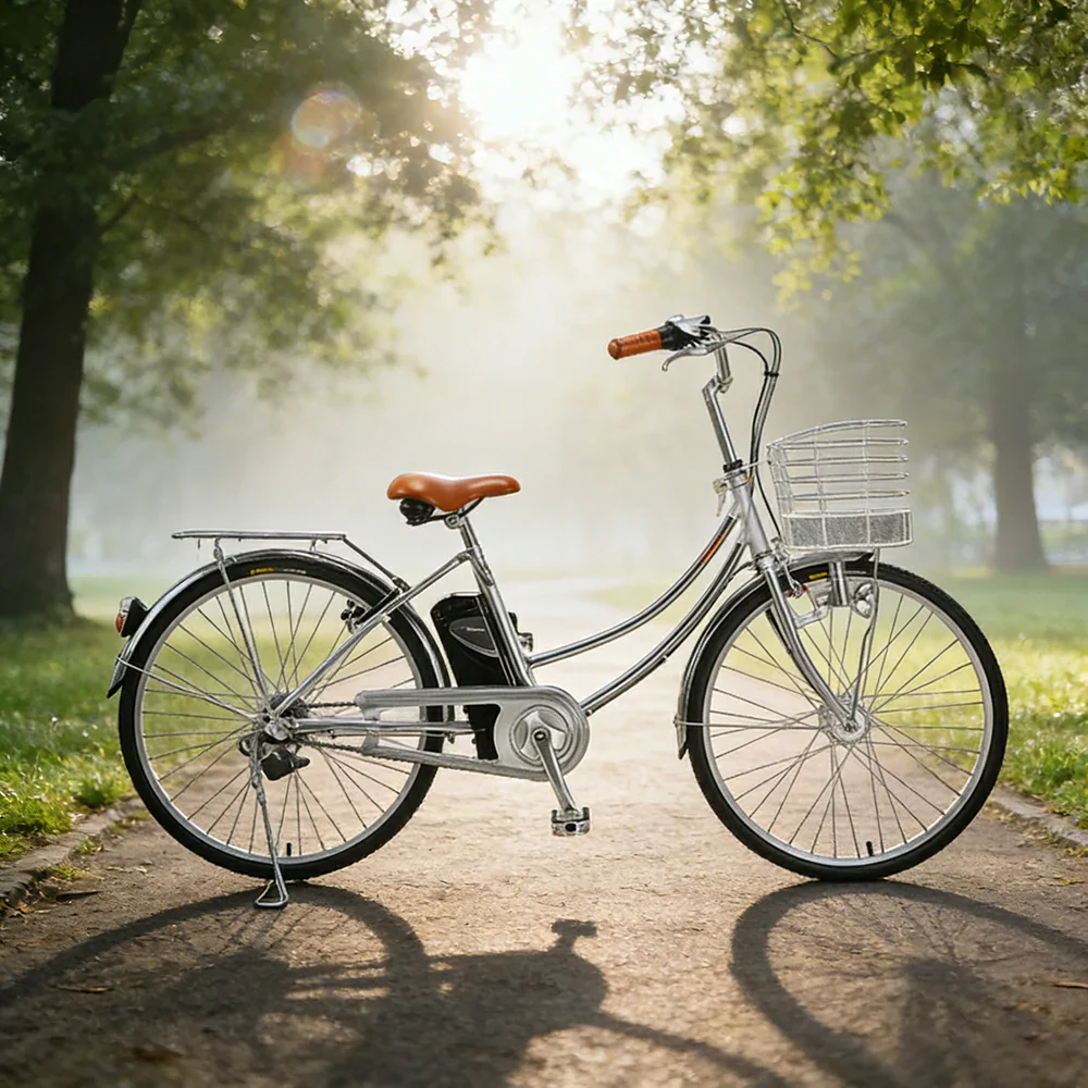 VOLTUS 26-Inch Electric City Bike, 200W Front Motor, Shimano Internal 3-Speed Hub, Double-Wall Aluminium Rims, Torque Sensor Assist - Silver - Image 4