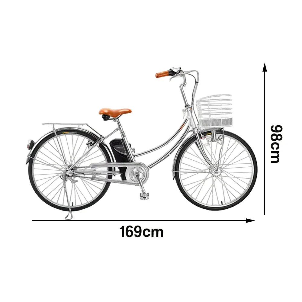 VOLTUS 26-Inch Electric City Bike, 200W Front Motor, Shimano Internal 3-Speed Hub, Double-Wall Aluminium Rims, Torque Sensor Assist - Silver - Image 5