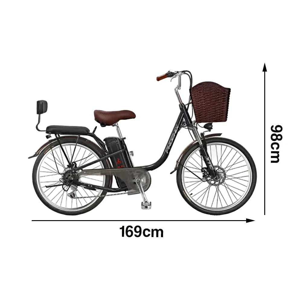 VOLTUS 26-Inch Electric Bike, 400W Brushless Motor, Shimano 7-Speed Gears, High Carbon Steel Frame, Removable 15/28AH Battery, Spoked Wheels - Black - Image 5