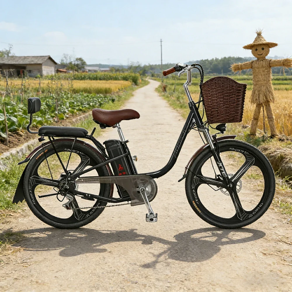 VOLTUS 26-Inch Electric Bike, 400W Brushless Motor, Shimano 7-Speed Gears, High Carbon Steel Frame, Removable 15/28AH Battery, One-Piece Wheels - Black - Image 2