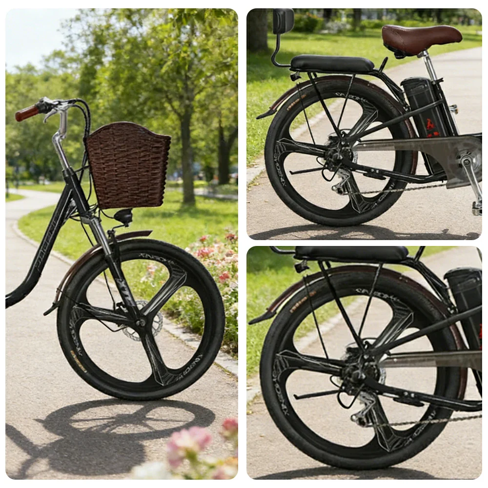 VOLTUS 26-Inch Electric Bike, 400W Brushless Motor, Shimano 7-Speed Gears, High Carbon Steel Frame, Removable 15/28AH Battery, One-Piece Wheels - Black - Image 3