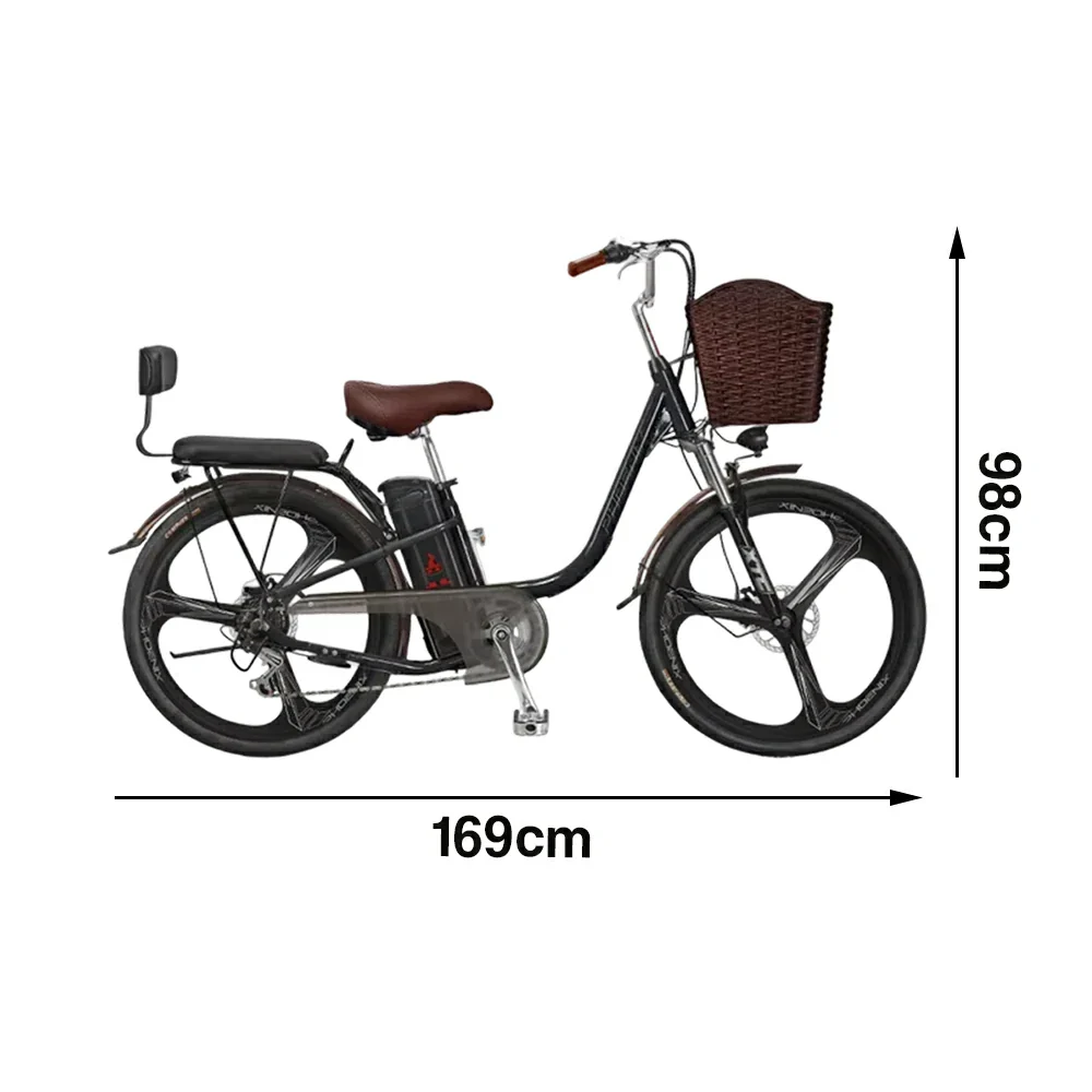 VOLTUS 26-Inch Electric Bike, 400W Brushless Motor, Shimano 7-Speed Gears, High Carbon Steel Frame, Removable 15/28AH Battery, One-Piece Wheels - Black - Image 5