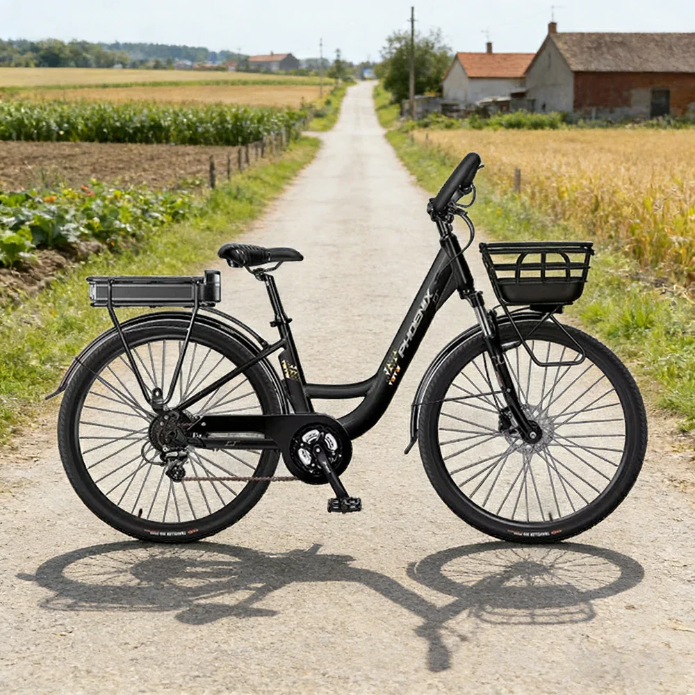 VOLTUS 26-Inch Electric Bike, 400W Motor, Shimano 7-Speed Gears, Aluminium Alloy Frame, Suspension Fork with Lockout, Removable Rear Battery - Black - Image 2
