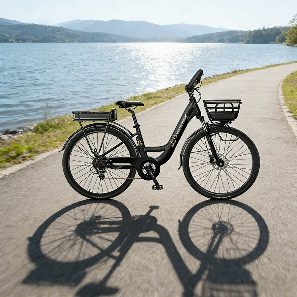 VOLTUS 26-Inch Electric Bike, 400W Motor, Shimano 7-Speed Gears, Aluminium Alloy Frame, Suspension Fork with Lockout, Removable Rear Battery - Black - Image 4