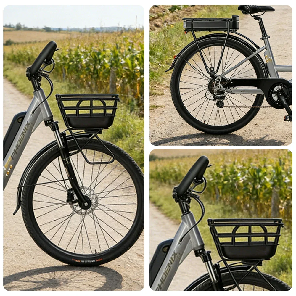 VOLTUS 26-Inch Electric Bike, 400W Motor, Shimano 7-Speed Gears, Aluminium Alloy Frame, Suspension Fork with Lockout, Removable Rear Battery - Grey - Image 3