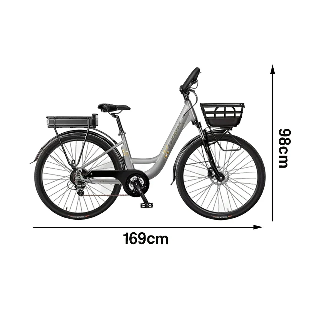 VOLTUS 26-Inch Electric Bike, 400W Motor, Shimano 7-Speed Gears, Aluminium Alloy Frame, Suspension Fork with Lockout, Removable Rear Battery - Grey - Image 5