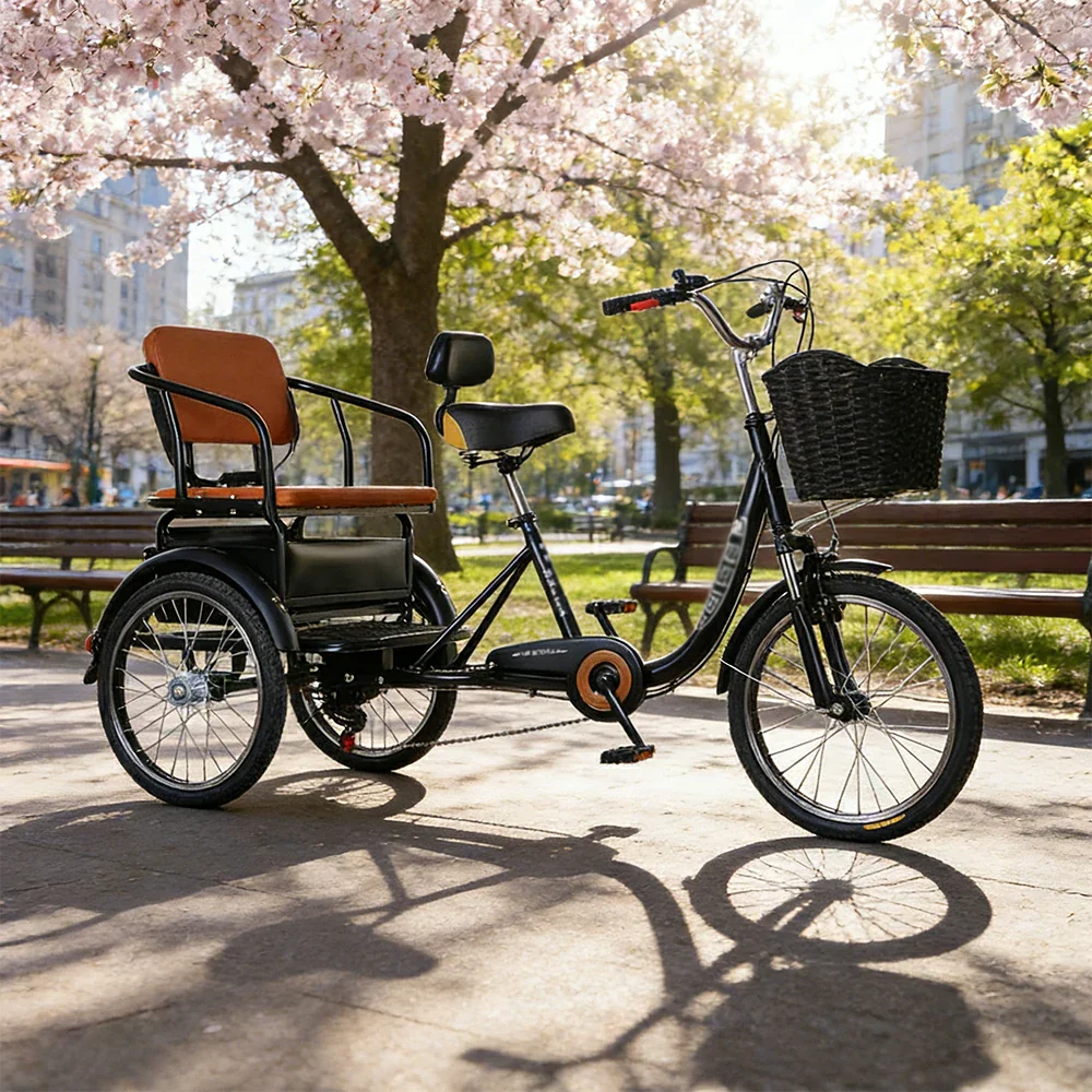 VOLTUS 20" Tricycle with Dual Suspension, Hydraulic Brakes, High Carbon Steel Frame, Ergonomic Vintage Design for Comfort and Stability - Black - Image 2