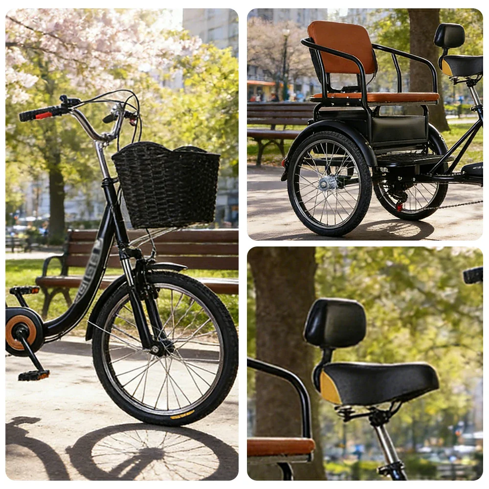 VOLTUS 20" Tricycle with Dual Suspension, Hydraulic Brakes, High Carbon Steel Frame, Ergonomic Vintage Design for Comfort and Stability - Black - Image 3