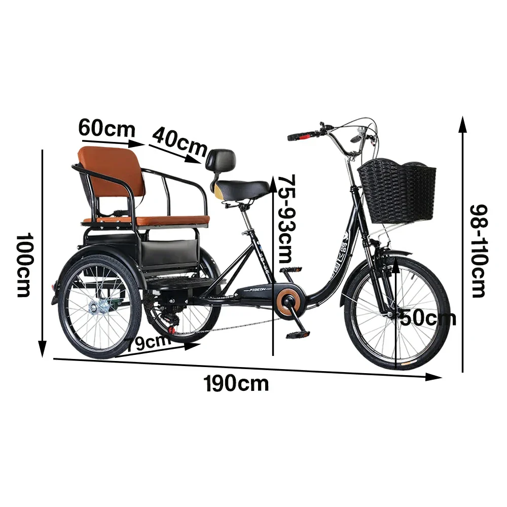 VOLTUS 20" Tricycle with Dual Suspension, Hydraulic Brakes, High Carbon Steel Frame, Ergonomic Vintage Design for Comfort and Stability - Black - Image 5