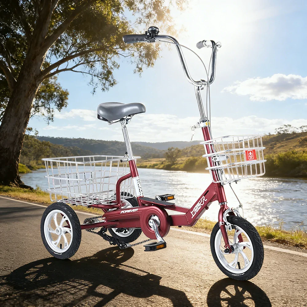 VOLTUS 14" Tricycle Lightweight Aluminum Alloy Frame 135kg Max Load Waterproof Bottom Bracket Large Storage Baskets - Red - Image 4
